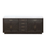 Lexora Abbey 84 inch W Brown Oak Double Sink Vanity Cabinet and Cultured Marble Top - LVA84DK300