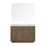 Lexora Abbey 48 inch W Grey Oak Vanity Cabinet, Cultured Marble Top, and 46 in Mirror - LVA48SR310