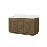 Lexora Abbey 60 inch W Grey Oak Double Sink Vanity Cabinet and Carrara Marble Top - LVA60DR100