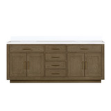Lexora Abbey 84 inch W Grey Oak Double Sink Vanity Cabinet and White Quartz Top - LVA84DR200