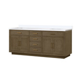 Lexora Abbey 84 inch W Grey Oak Double Sink Vanity Cabinet and Cultured Marble Top - LVA84DR300