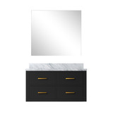Lexora Castor 36 inch W Black Single Bath Wall Hung Vanity Cabinet Carrara Marble Countertop and 34 in Mirror - LVC36SL110