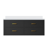 Lexora Castor 48 inch W Black Single Bath Wall Hung Vanity Cabinet and Cultured Marble Top - LVC48SL300