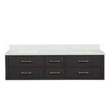 Lexora Castor 72 inch W Black Double Sink Wall Hung Vanity Cabinet and White Quartz Top - LVC72DL200