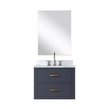 Lexora Castor 24 inch W x 18 in D Blue Single Bath Wall Hung Vanity Cabinet Acrylic Countertop, 18 in Mirror and Faucet Set - LVC24SE511