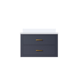 Lexora Castor 30 inch W Blue Single Bath Wall Hung Vanity Cabinet and Cultured Marble Top - LVC30SE300