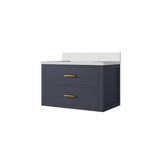Lexora Castor 30 inch W Blue Single Bath Wall Hung Vanity Cabinet and Cultured Marble Top - LVC30SE300