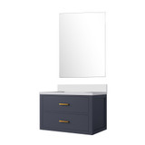 Lexora Castor 30 inch W Blue Single Bath Wall Hung Vanity Cabinet Cultured Marble Countertop and 28 in Mirror - LVC30SE310