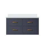 Lexora Castor 36 inch W Blue Single Bath Wall Hung Vanity Cabinet and White Quartz Top - LVC36SE200