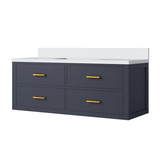 Lexora Castor 48 inch W Blue Single Bath Wall Hung Vanity Cabinet and Cultured Marble Top - LVC48SE300
