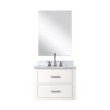 Lexora Castor 24 inch W x 18 in D White Single Bath Wall Hung Vanity Cabinet Acrylic Countertop, 18 in Mirror and Faucet Set - LVC24SA511