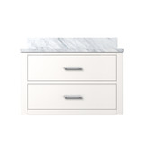 Lexora Castor 30 inch W White Single Bath Wall Hung Vanity Cabinet and Carrara Marble Top - LVC30SA100