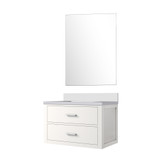 Lexora Castor 30 inch W White Single Bath Wall Hung Vanity Cabinet Cultured Marble Countertop and 28 in Mirror - LVC30SA310