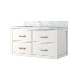 Lexora Castor 36 inch W White Single Bath Wall Hung Vanity Cabinet and Carrara Marble Top - LVC36SA100