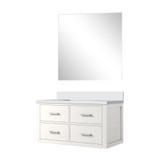 Lexora Castor 36 inch W White Single Bath Wall Hung Vanity Cabinet White Quartz Countertop and 34 in Mirror - LVC36SA210