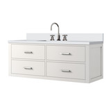 Lexora Castor 48 inch W White Single Bath Wall Hung Vanity Cabinet, Cultured Marble Top, and Faucet Set - LVC48SA301