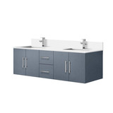 Lexora Geneva 60 in. W Dark Grey Wall Mount Double Sink Vanity Cabinet, White Quartz Top, and Faucet Set - LVG60DB201