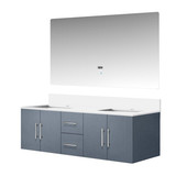 Lexora Geneva 60 in. W Dark Grey Wall Mount Double Sink Vanity Cabinet, White Quartz Top, and 60 in. LED Mirror - LVG60DB210