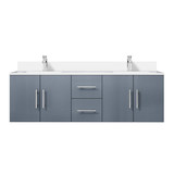 Lexora Geneva 60 in. W Dark Grey Wall Mount Double Sink Vanity Cabinet, Cultured Marble Top, and Faucet Set - LVG60DB301