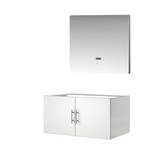 Lexora Geneva 36 in. W Glossy White Wall Mount Bath Vanity Cabinet and 36 in. LED Mirror - LVG36SM010