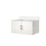 Lexora Geneva 36 in. W Glossy White Wall Mount Bath Vanity Cabinet and Cultured Marble Top - LVG36SM300