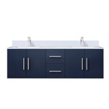 Lexora Geneva 60 in. W Navy Blue Wall Mount Double Sink Vanity Cabinet, Cultured Marble Top, and Faucet Set - LVG60DE301