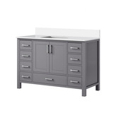 Lexora Jacques 48 in. W Dark Grey Bath Vanity Cabinet and Cultured Marble Top - LVJ48SB300