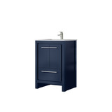 Lexora Lafarre 24 inch W x 20 in D Navy Blue Bath Vanity Cabinet, White Quartz Top and Brushed Nickel Faucet Set - LVLF24SNB202