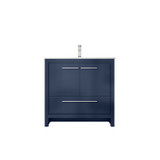 Lexora Lafarre 36 inch W x 20 in D Navy Blue Bath Vanity Cabinet, White Quartz Top and Brushed Nickel Faucet Set - LVLF36SNB202