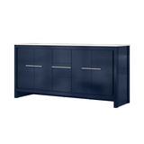 Lexora Lafarre 72 inch W x 20 in D Navy Blue Double Sink Vanity Cabinet and White Quartz Top - LVLF72DNB200