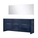 Lexora Lafarre 80 inch W x 20 in D Navy Blue Double Sink Vanity Cabinet, Cultured Marble Top and 70 in Mirror - LVLF80DNB310