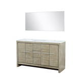 Lexora Lafarre 60 inch W x 20 in D Rustic Acacia Double Sink Vanity Cabinet, Cultured Marble Top and 55 in Mirror - LVLF60DRA310