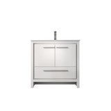 Lexora Lafarre 36 inch W x 20 in D White Bath Vanity Cabinet, Cultured Marble Top and Gun Metal Faucet Set - LVLF36SW303