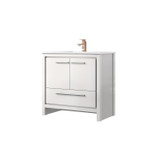 Lexora Lafarre 36 inch W x 20 in D White Bath Vanity Cabinet, Cultured Marble Top and Rose Gold Faucet Set - LVLF36SW304