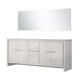 Lexora Lafarre 80 inch W x 20 in D White Double Sink Vanity Cabinet, Cultured Marble Top and 70 in Mirror - LVLF80DW310