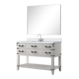 Lexora Norwalk 48 inch W White Oak Vanity Cabinet, White Quartz Top, Faucet Set, and 46 in Mirror - LVN48SM211