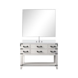 Lexora Norwalk 48 inch W White Oak Vanity Cabinet, Cultured Marble Top, Faucet Set, and 46 in Mirror - LVN48SM311