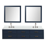 Lexora Castor 80 inch W Blue Double Sink Wall Hung Vanity Cabinet, Cultured Marble Top, Faucet Set, and 36 in Mirrors - LVC80DE311