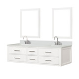 Lexora Castor 72 inch W White Double Sink Wall Hung Vanity Cabinet, White Quartz Top, Faucet Set, and 34 in Mirrors - LVC72DA211