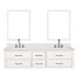 Lexora Castor 72 inch W White Double Sink Wall Hung Vanity Cabinet, Cultured Marble Top, Faucet Set, and 34 in Mirrors - LVC72DA311