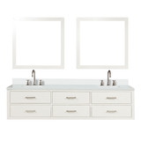 Lexora Castor 80 inch W White Double Sink Wall Hung Vanity Cabinet, White Quartz Top, Faucet Set, and 36 in Mirrors - LVC80DA211