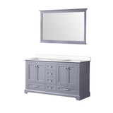 Lexora Dukes 60 in. W Dark Grey Double Sink Vanity Cabinet, Cultured Marble Top, and 58 in. Mirror - LVD60DB310