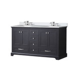 Lexora Dukes 60 in. W Espresso Double Sink Vanity Cabinet, Cultured Marble Top, and Faucet Set - LVD60DG301