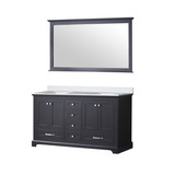 Lexora Dukes 60 in. W Espresso Double Sink Vanity Cabinet, Cultured Marble Top, and 58 in. Mirror - LVD60DG310
