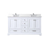 Lexora Dukes 60 in. W White Double Sink Vanity Cabinet, White Quartz Top, and Faucet Set - LVD60DA201