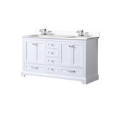 Lexora Dukes 60 in. W White Double Sink Vanity Cabinet, Cultured Marble Top, and Faucet Set - LVD60DA301