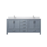 Lexora Jacques 60 in. W Dark Grey Double Sink Vanity Cabinet, Cultured Marble Top, and Faucet Set - LVJ60DB301