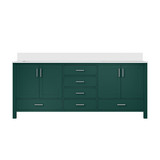 Lexora Jacques 80 in. W Green Double Sink Vanity Cabinet and Cultured Marble Top - LVJ80DG300