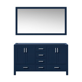 Lexora Jacques 60 in. W Navy Blue Double Sink Vanity Cabinet and 58 in. Mirror - LJ342260DE00M58