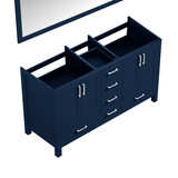 Lexora Jacques 60 in. W Navy Blue Double Sink Vanity Cabinet and 58 in. Mirror - LJ342260DE00M58